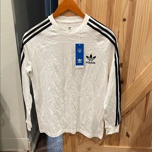 Adidas White Shirt with Black Stripes